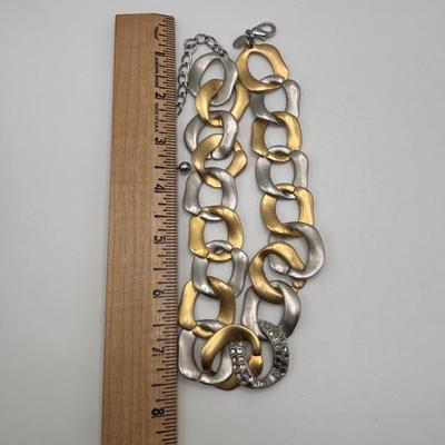 LOT 87: Gold Tone Fashion Jewelry Collection Featuring a Chico's Necklace &n Earring Set