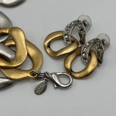 LOT 87: Gold Tone Fashion Jewelry Collection Featuring a Chico's Necklace &n Earring Set