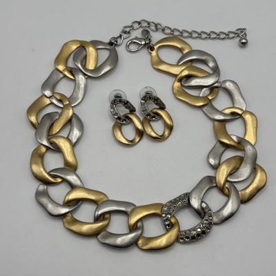 LOT 87: Gold Tone Fashion Jewelry Collection Featuring a Chico's Necklace &n Earring Set