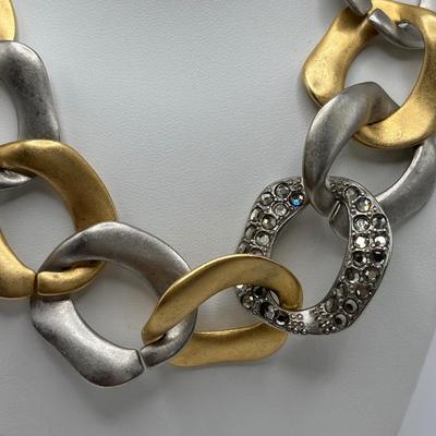 LOT 87: Gold Tone Fashion Jewelry Collection Featuring a Chico's Necklace &n Earring Set