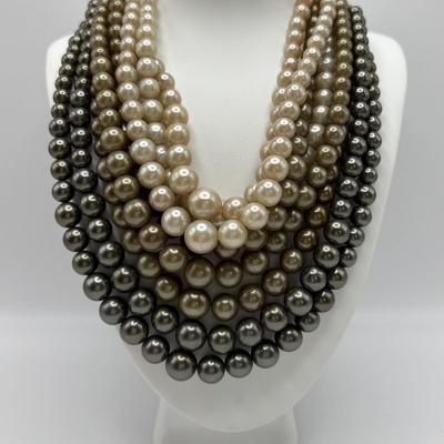 LOT 90: Colorful Agate Stone Necklace w/925 Sterling Silver Clasp, Richelieu double Strand Beaded Necklace, Graduated Multi Strand Faux...