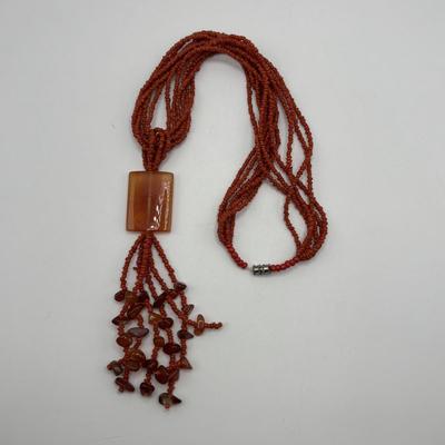 LOT 90: Colorful Agate Stone Necklace w/925 Sterling Silver Clasp, Richelieu double Strand Beaded Necklace, Graduated Multi Strand Faux...