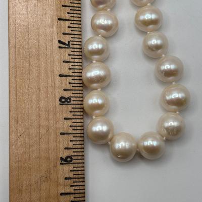 LOT 92: Technibond Faux Pearl Necklace w/925 Sterling Silver Clasp & Graziano Multi Strand Faux Pearl Necklace w/Matching Bracelet