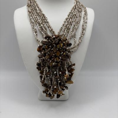 LOT 93: Fashion Necklace Collection: Multi Strand Beaded, Shell/Mother of Pearl and More