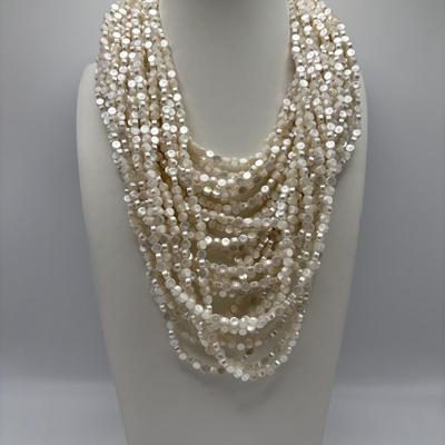 LOT 93: Fashion Necklace Collection: Multi Strand Beaded, Shell/Mother of Pearl and More