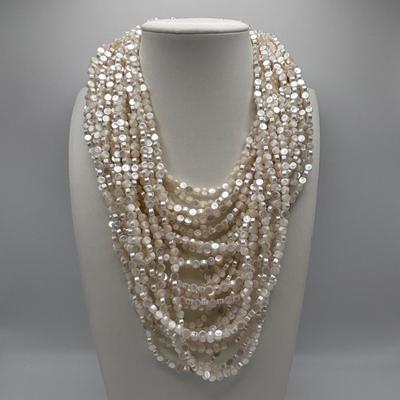LOT 93: Fashion Necklace Collection: Multi Strand Beaded, Shell/Mother of Pearl and More