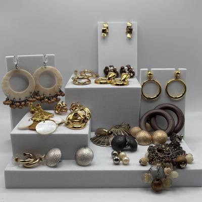 LOT 94: Gold & Silver Tone Earring Collection Pierced & Clip - On