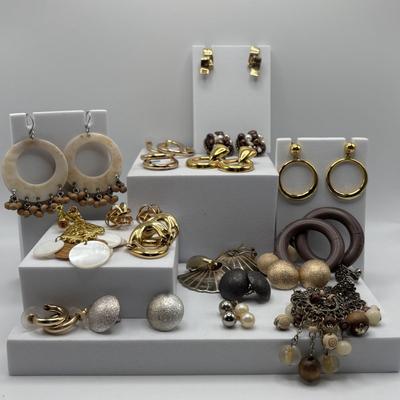 LOT 94: Gold & Silver Tone Earring Collection Pierced & Clip - On