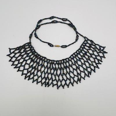 LOT 95: Made in Egypt Necklace Collection: Beaded Collar, Drop Choker & Bib Styles along with Carved Bone & Bead