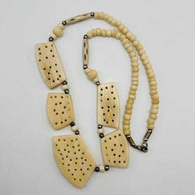 LOT 95: Made in Egypt Necklace Collection: Beaded Collar, Drop Choker & Bib Styles along with Carved Bone & Bead