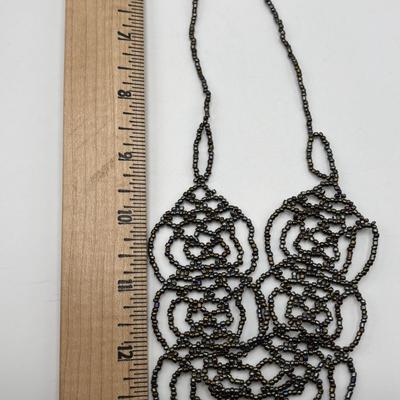 LOT 95: Made in Egypt Necklace Collection: Beaded Collar, Drop Choker & Bib Styles along with Carved Bone & Bead