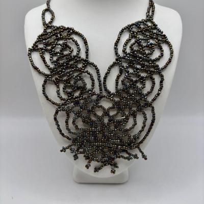 LOT 95: Made in Egypt Necklace Collection: Beaded Collar, Drop Choker & Bib Styles along with Carved Bone & Bead