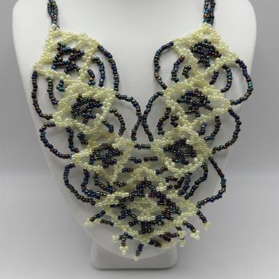 LOT 95: Made in Egypt Necklace Collection: Beaded Collar, Drop Choker & Bib Styles along with Carved Bone & Bead