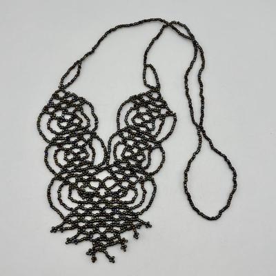 LOT 95: Made in Egypt Necklace Collection: Beaded Collar, Drop Choker & Bib Styles along with Carved Bone & Bead