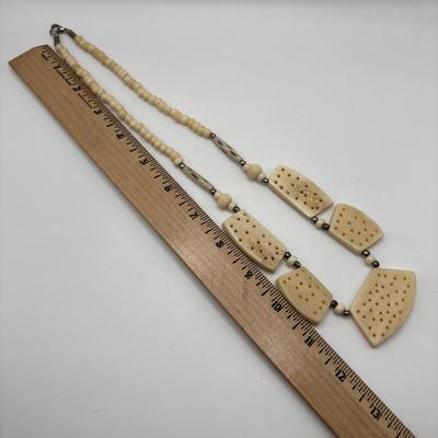 LOT 95: Made in Egypt Necklace Collection: Beaded Collar, Drop Choker & Bib Styles along with Carved Bone & Bead