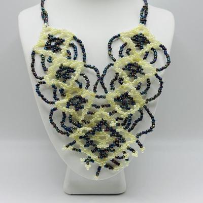 LOT 95: Made in Egypt Necklace Collection: Beaded Collar, Drop Choker & Bib Styles along with Carved Bone & Bead