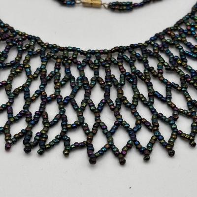 LOT 95: Made in Egypt Necklace Collection: Beaded Collar, Drop Choker & Bib Styles along with Carved Bone & Bead