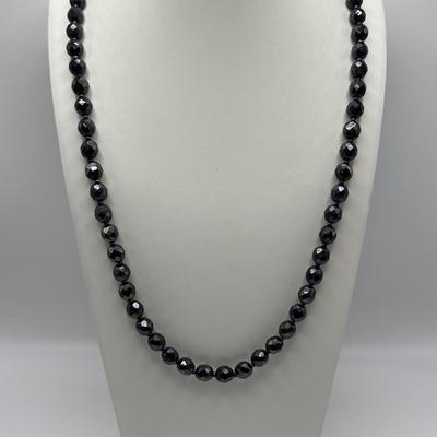 LOT 97: Vintage Multi Strand Black Faceted w/Pink Faceted Accent Beads Necklace along with 3 Black Faceted Bead Necklaces & More