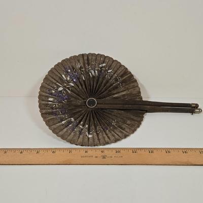 LOT 138: Vintage Cloth and Wood Hand-Painted Fan, Antique Mouring Hand Fan, Vintage Bamboo Hand Fan, and Lladro Kiyoko Porcelain Figurine