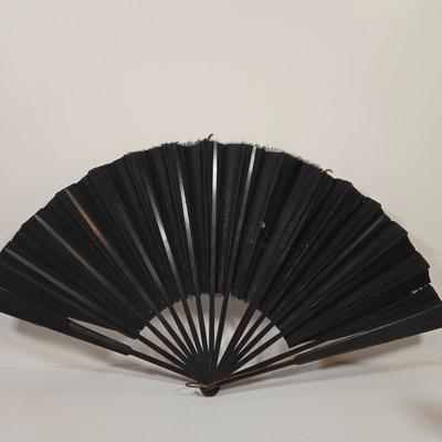 LOT 138: Vintage Cloth and Wood Hand-Painted Fan, Antique Mouring Hand Fan, Vintage Bamboo Hand Fan, and Lladro Kiyoko Porcelain Figurine