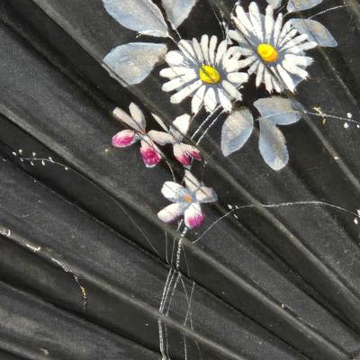 LOT 138: Vintage Cloth and Wood Hand-Painted Fan, Antique Mouring Hand Fan, Vintage Bamboo Hand Fan, and Lladro Kiyoko Porcelain Figurine