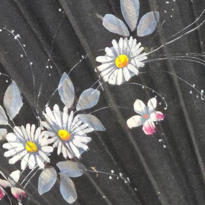 LOT 138: Vintage Cloth and Wood Hand-Painted Fan, Antique Mouring Hand Fan, Vintage Bamboo Hand Fan, and Lladro Kiyoko Porcelain Figurine