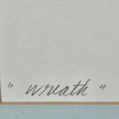 LOT 139: Signed and Framed Textured Wreath Painting