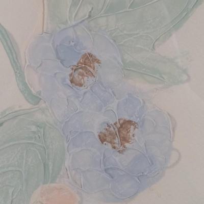 LOT 139: Signed and Framed Textured Wreath Painting