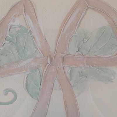 LOT 139: Signed and Framed Textured Wreath Painting