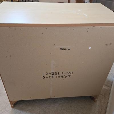 LOT 140: Small Beige Color Chest of Drawers with Stencil Design