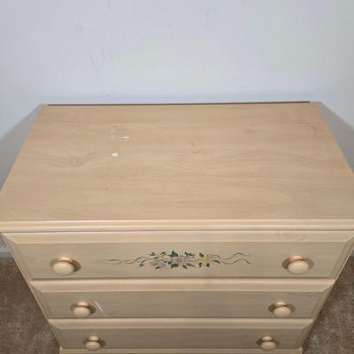 LOT 140: Small Beige Color Chest of Drawers with Stencil Design