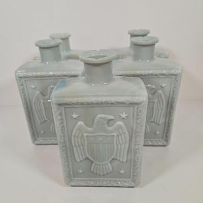 LOT 145: J.W. Dant's Americana Collection Vintage Milk Glass Whiskey Decanters