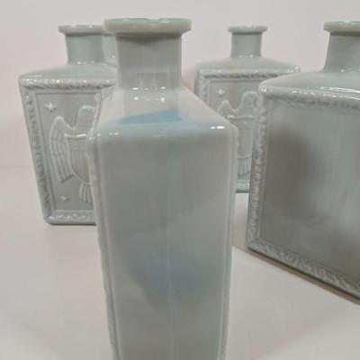 LOT 145: J.W. Dant's Americana Collection Vintage Milk Glass Whiskey Decanters