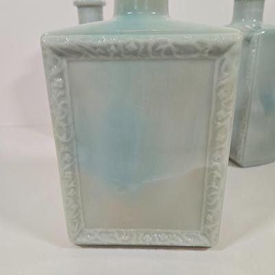 LOT 145: J.W. Dant's Americana Collection Vintage Milk Glass Whiskey Decanters