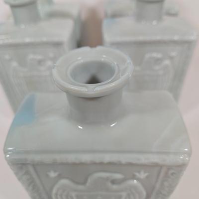 LOT 145: J.W. Dant's Americana Collection Vintage Milk Glass Whiskey Decanters