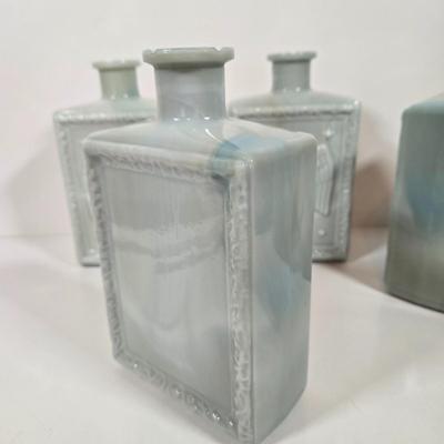 LOT 145: J.W. Dant's Americana Collection Vintage Milk Glass Whiskey Decanters