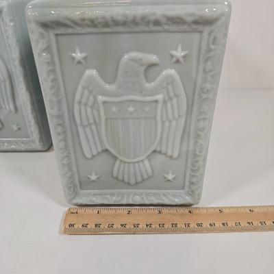 LOT 145: J.W. Dant's Americana Collection Vintage Milk Glass Whiskey Decanters