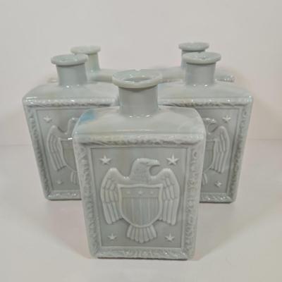 LOT 145: J.W. Dant's Americana Collection Vintage Milk Glass Whiskey Decanters