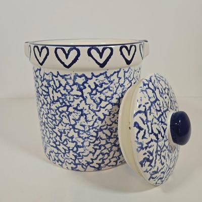 LOT 146: Two Bears Pottery " Loving Hearts" Canister Set Of 2/Hand Painted, Pfaltzgraff Yorktowne Jug, Vintage Lapid Hand...