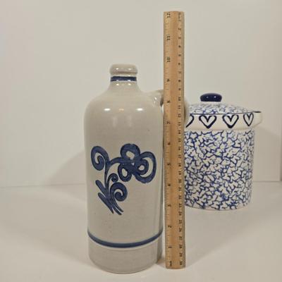 LOT 146: Two Bears Pottery " Loving Hearts" Canister Set Of 2/Hand Painted, Pfaltzgraff Yorktowne Jug, Vintage Lapid Hand...