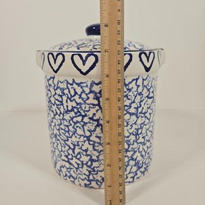 LOT 146: Two Bears Pottery " Loving Hearts" Canister Set Of 2/Hand Painted, Pfaltzgraff Yorktowne Jug, Vintage Lapid Hand...