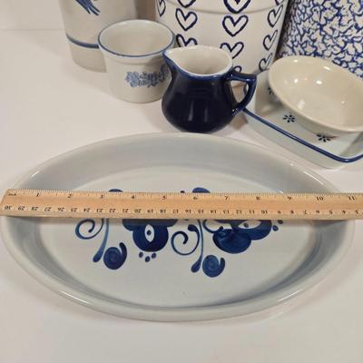 LOT 146: Two Bears Pottery " Loving Hearts" Canister Set Of 2/Hand Painted, Pfaltzgraff Yorktowne Jug, Vintage Lapid Hand...