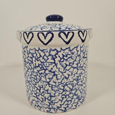 LOT 146: Two Bears Pottery " Loving Hearts" Canister Set Of 2/Hand Painted, Pfaltzgraff Yorktowne Jug, Vintage Lapid Hand...