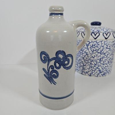 LOT 146: Two Bears Pottery " Loving Hearts" Canister Set Of 2/Hand Painted, Pfaltzgraff Yorktowne Jug, Vintage Lapid Hand...