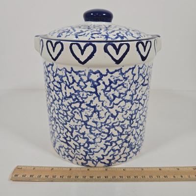 LOT 146: Two Bears Pottery " Loving Hearts" Canister Set Of 2/Hand Painted, Pfaltzgraff Yorktowne Jug, Vintage Lapid Hand...