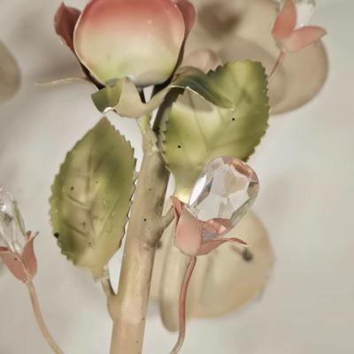 LOT 148: Pair of Vintage Wall Floral Candles Sconces, Metal Wall Pocket Planter, Distressed Metal Candle Holder, and More