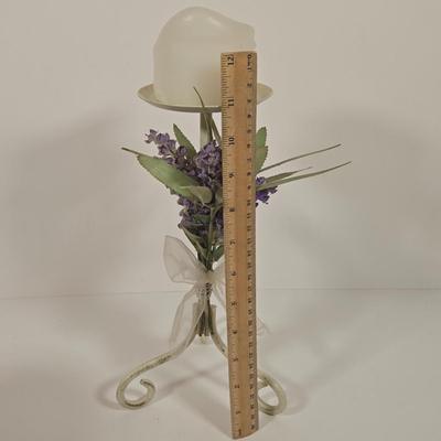 LOT 148: Pair of Vintage Wall Floral Candles Sconces, Metal Wall Pocket Planter, Distressed Metal Candle Holder, and More