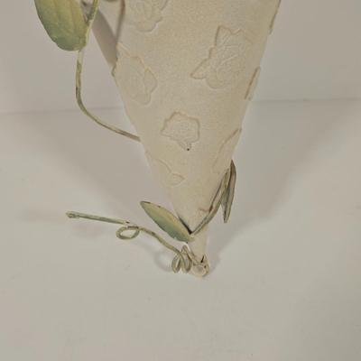 LOT 148: Pair of Vintage Wall Floral Candles Sconces, Metal Wall Pocket Planter, Distressed Metal Candle Holder, and More