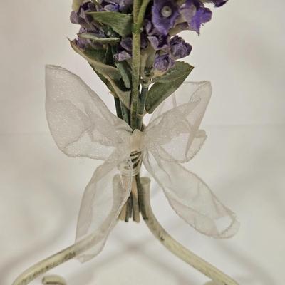 LOT 148: Pair of Vintage Wall Floral Candles Sconces, Metal Wall Pocket Planter, Distressed Metal Candle Holder, and More