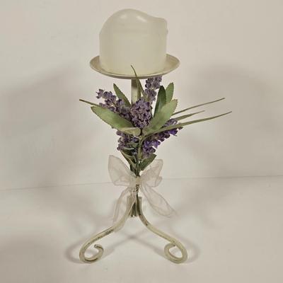 LOT 148: Pair of Vintage Wall Floral Candles Sconces, Metal Wall Pocket Planter, Distressed Metal Candle Holder, and More